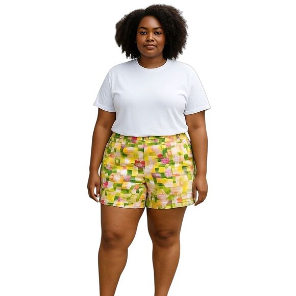 NOS High Rise Shorts Stretch Golf Jantzen Classics Tourist Bright NWT size 16 - Picture 1 of 11